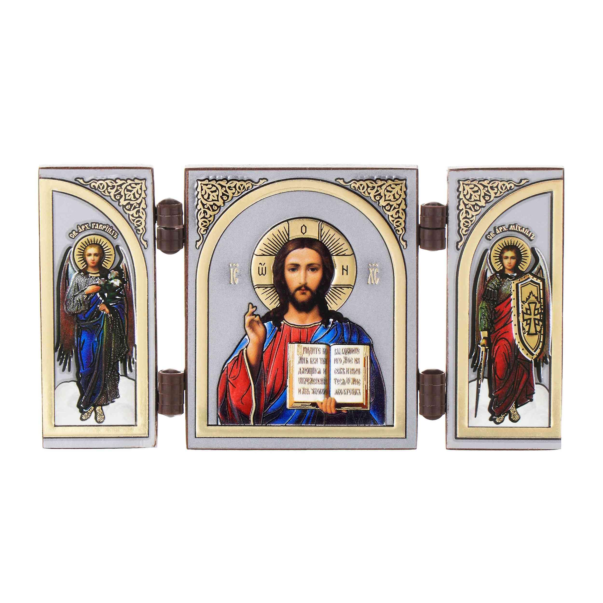 Nklaus Jesus Christ I - Jesus Christ - Icon Triptych Christian - Wooden Travel Altar Iconography 16828