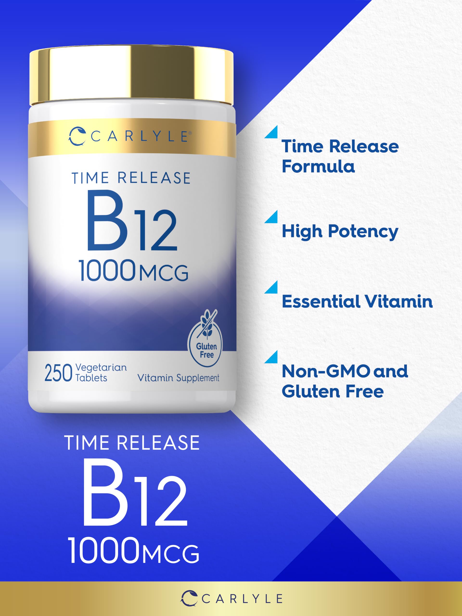 Carlyle B12 Vitamin 1000 mcg | 250 Count | Time Release Tablets — Amazon image 4