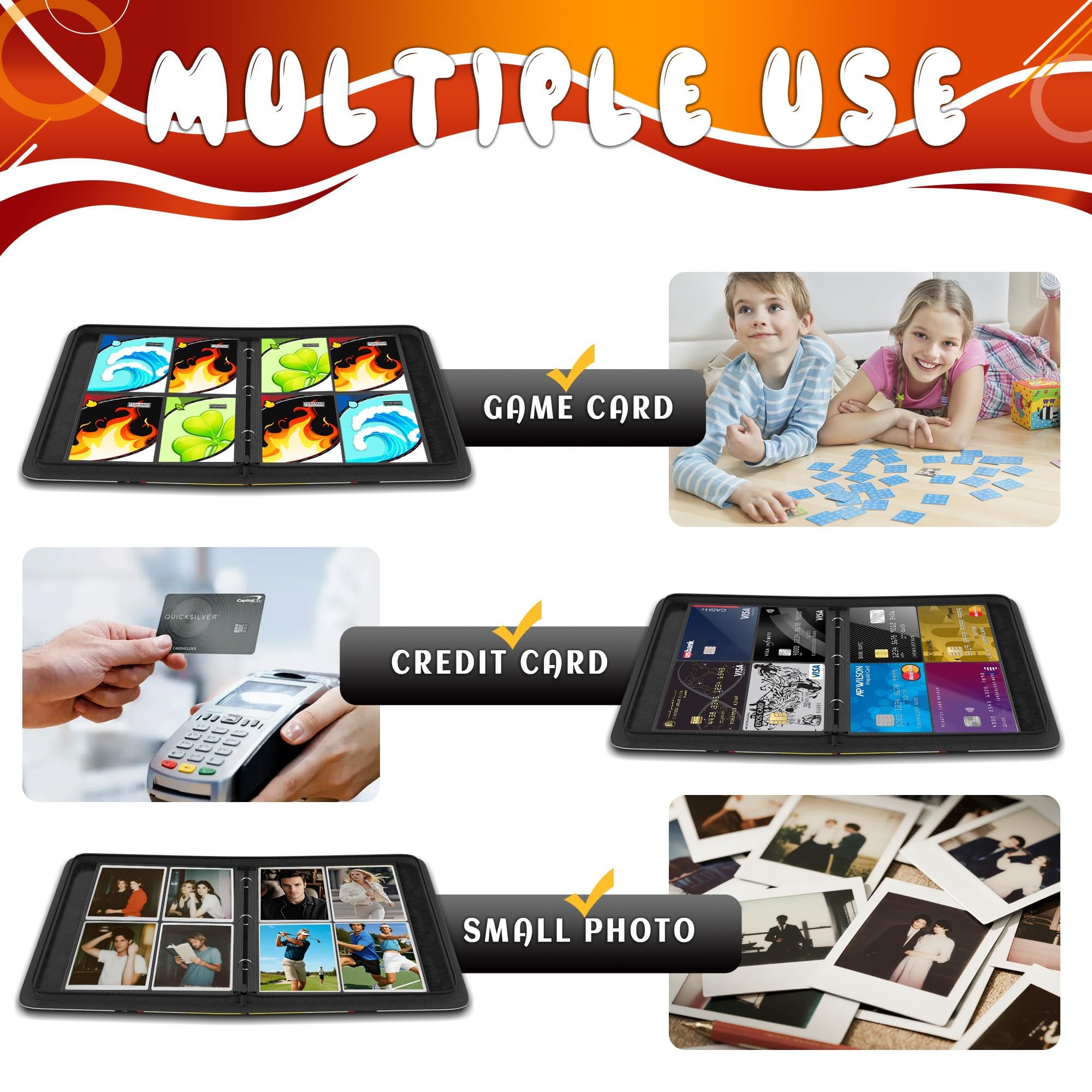 Album Carte Pokemon, Raccoglitore Carte con Cerniera, Album Porta Carte Collezionabili, 50 Pagine 400 Capacità