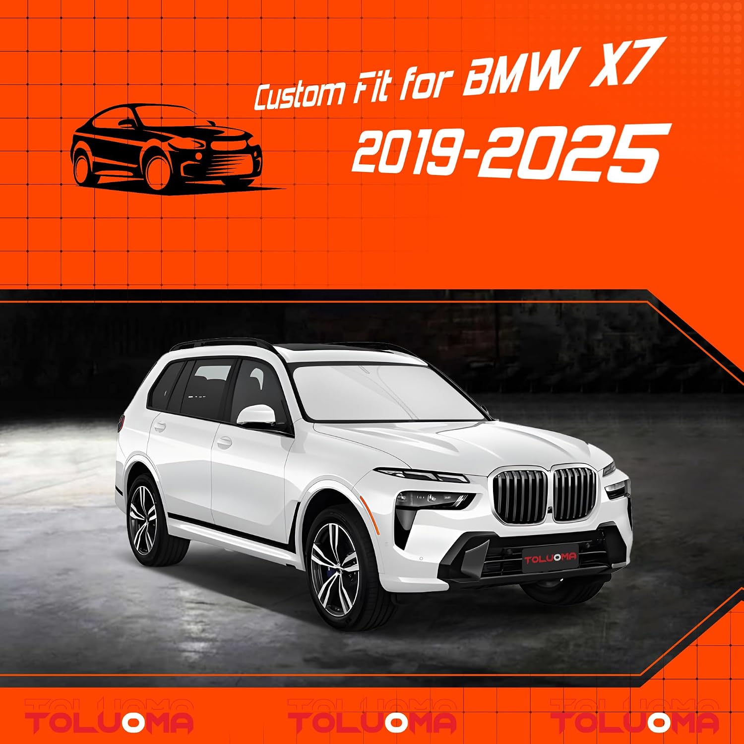 Custom Fit Windshield Sun Shade for BMW X7 2019-2025 - Full Coverage, 210T Reflective Fabric, Double-Layer Design - Blocks 99% UV Rays, Keeps Car Cool, Easy to Install and Store