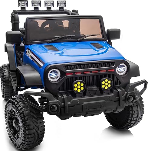 Miniatura 11 de Coche eléctrico de 12 V, camión de juguete para niños pequeños de 3 a 5 años con control remoto, 3 velocidades, color azul Azul,Rosa