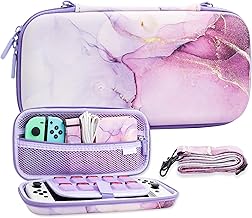 CONSOLEARMOR Marble Carrying Case Compatible with Nintendo Switch and Switch OLED, Hard Shell Protective Cover Travel Bag with 10 Game Card Slots for Nintendo Switch Console Joy-Con & Accessories