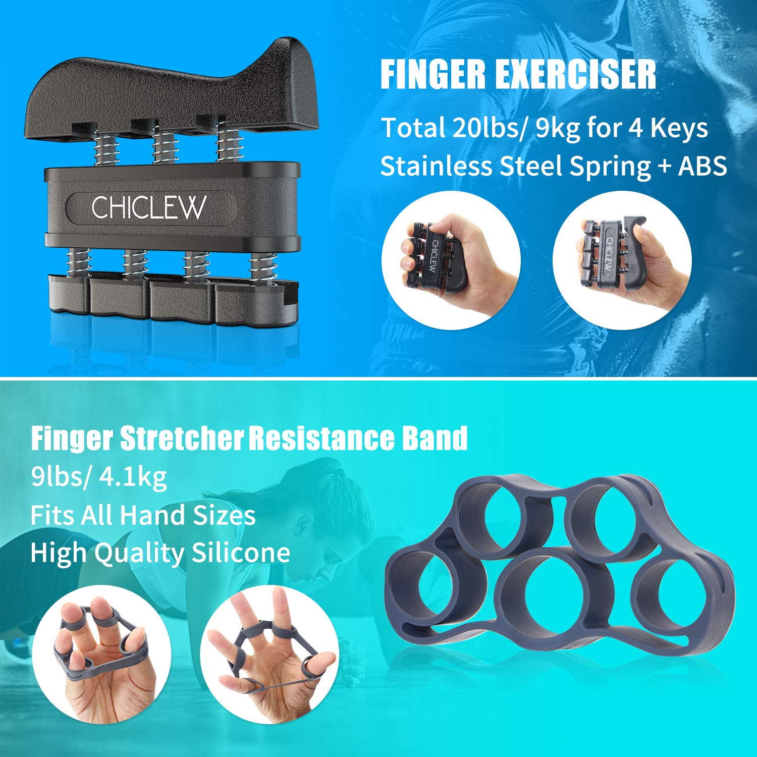 CHICLEW Counting Hand Grip Strengthener Forearm Trainer Set (5 pack), 5