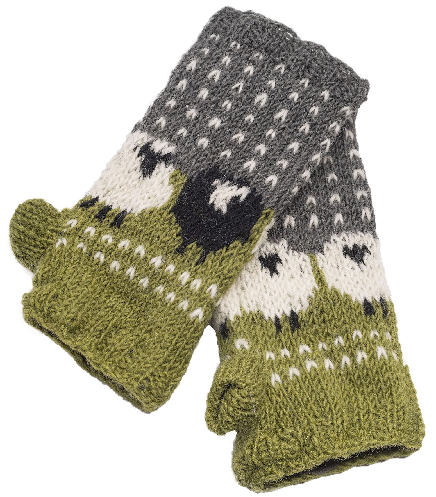 Lambland Hand-Knitted Sheep Design Wrist Warmers – Cozy & Stylish Wool Accessories – Perfect for Winter Comfort