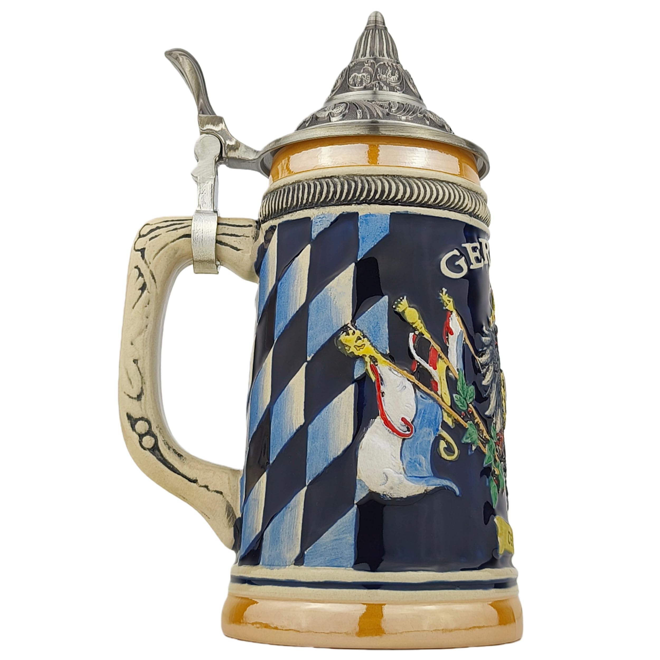 Jarra de cerveza con tapa, 0,6 l, hecha a mano, diseño de Alemania, tradicional para fiestas de cerveza, hogar y colección, regalo para hombres y amantes de la cerveza