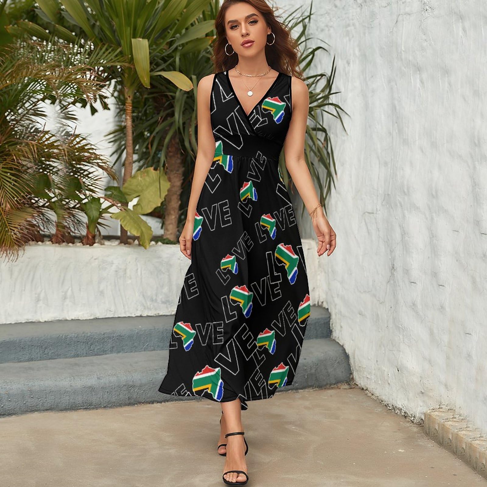 knee length dresses for ladies Eve African Print Maxi Dress