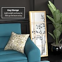 Vista 17 de Pantalla Shoji de árbol de bambú corto de 4 pies - Negro - 4 paneles