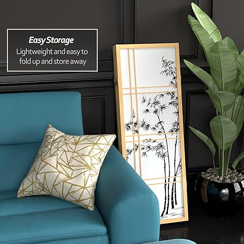 Miniatura 5 de Pantalla corta Shoji de árbol de bambú de 4 pies - Natural - 4 paneles Natural,Negro -,Rosewood,https://www.amazon.com/dp/undefined