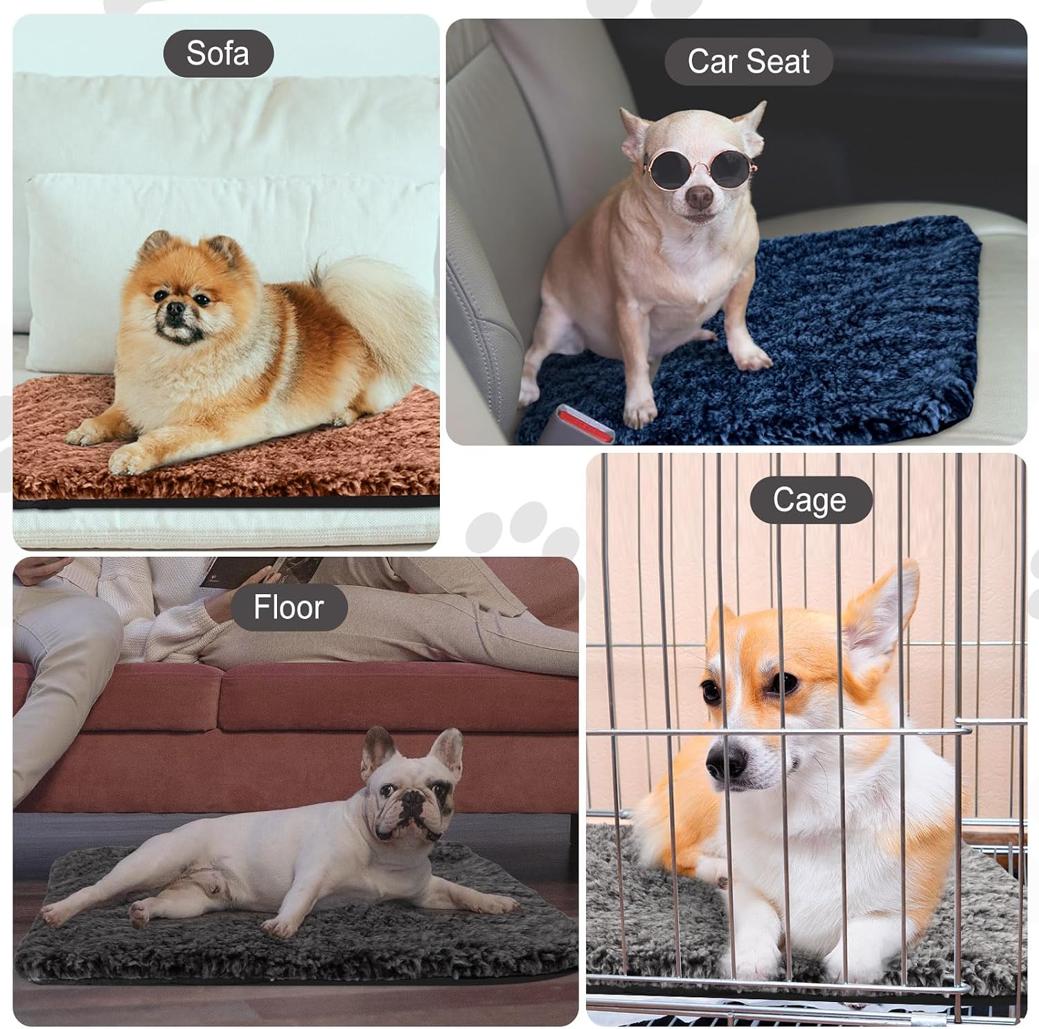 Drydiet 4 Pack Self Warming Cat Pads Self Heating Cat Mat Washable Homeless Dogs Thermal Pads Kennel Pad Reflects Body Heat Warm Crate Bed Mat for Indoor Outdoor Pet (Mixed Colors,16 x 20 Inch)
