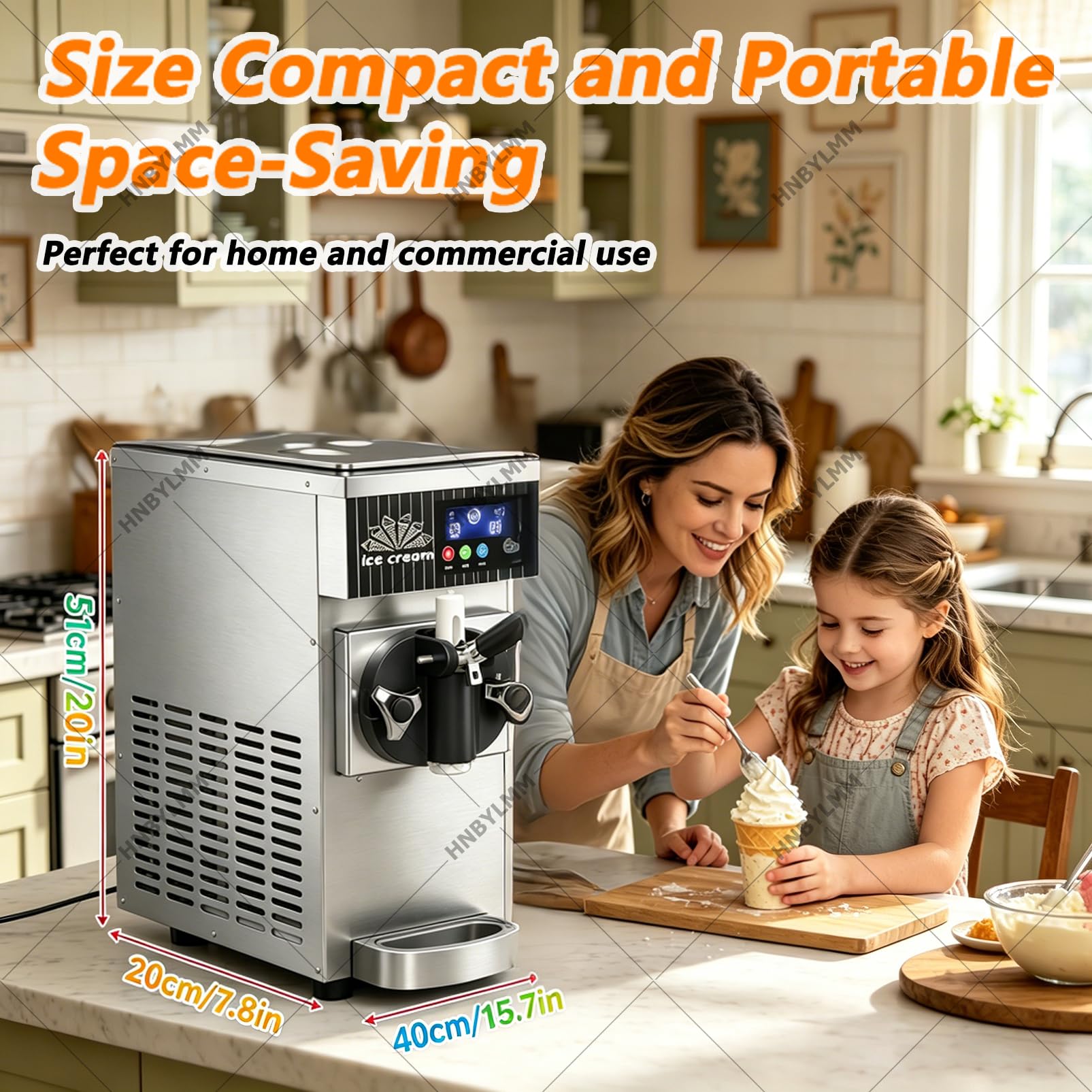 Macchina per Gelato Soft, Macchina per Fare Il Gelato Commerciale da 450 W con Funzione di autopulizia, Produzione 4-5 L/h, Macchina Gelato da banco per Snack Bar e Locali Grey