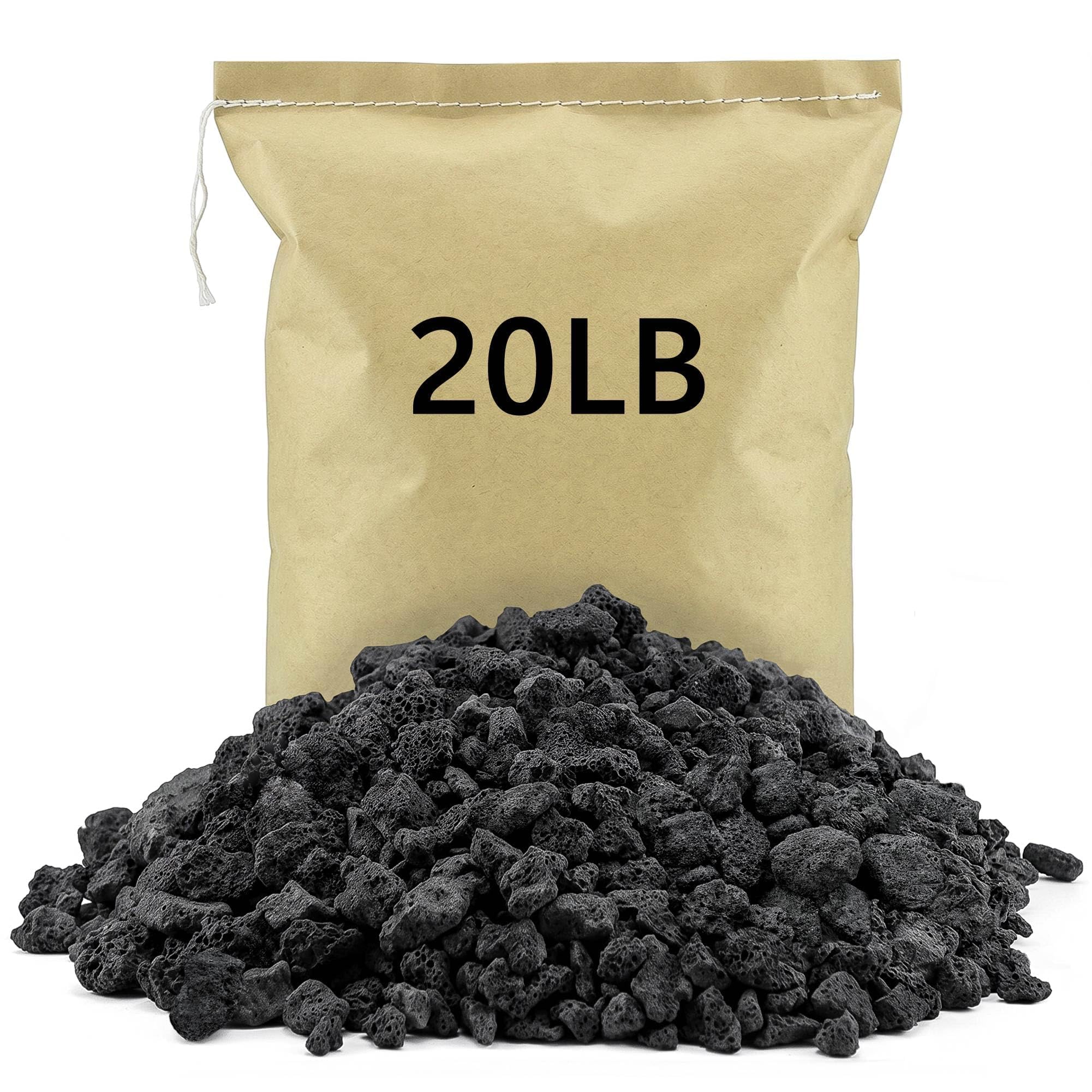 NUPICK 9,1 kg schwarze Lavasteine für Feuerstelle, 1,3 cm - 2,5 cm Vulkangestein für Pflanzen | Zerkleinerter Lavastein für Aquarium, Kamin, Erdgas & Propananlagen, Feuerglas-Basisschicht, Feuerschalen, Landschaftsbau