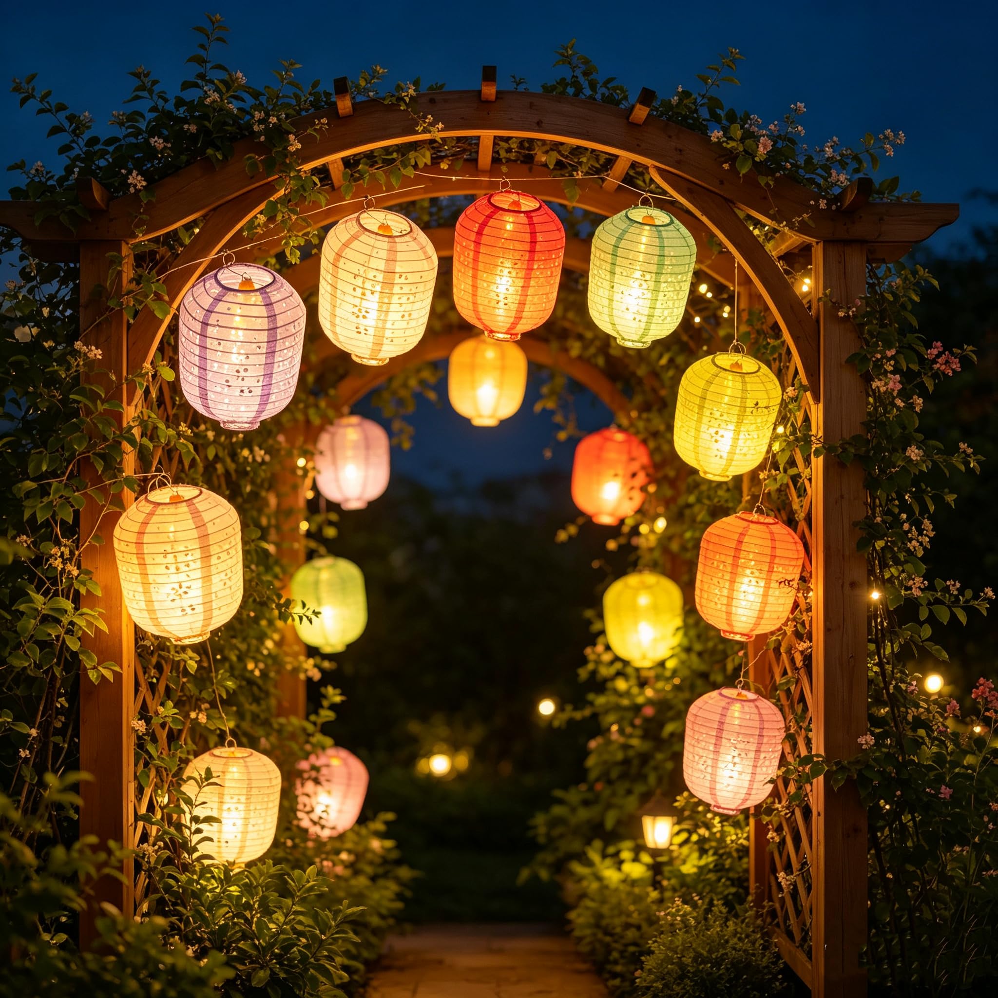 Photo 1 of 10PCS Paper Lanterns with LED Lights, 6-inch Variety Color