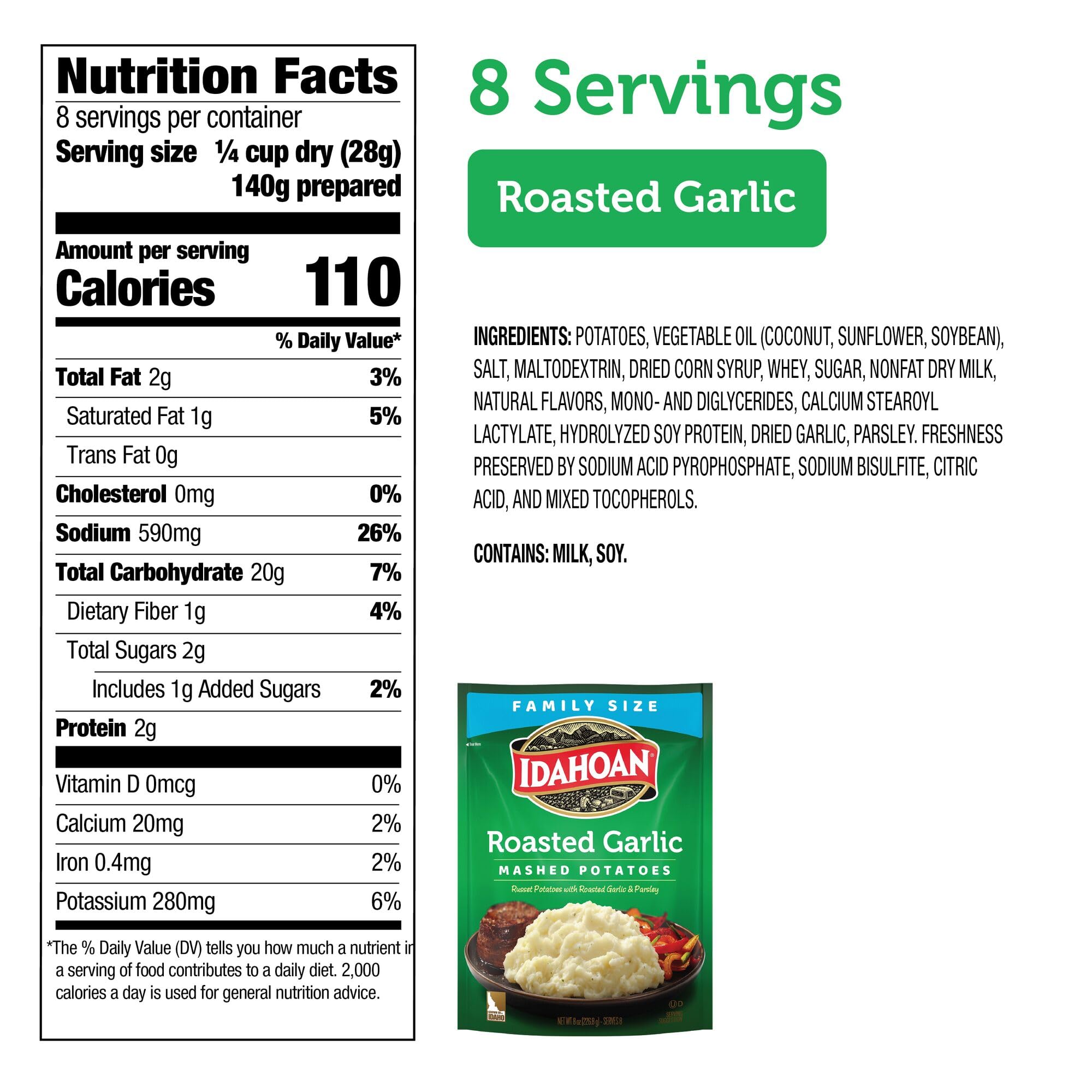 Idahoan Roasted Garlic Mashed Potatoes, 8 Oz