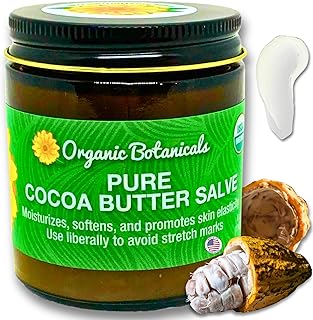 Organic Botanicals - Cocoa Butter Salve - Organic Belly Butter for Pregnant Women, Nipple Balm, Scar Cream, Stretch Marks, & Body Bumps Moisturizer, All-Natural with Intense Hydration, 4 ounces