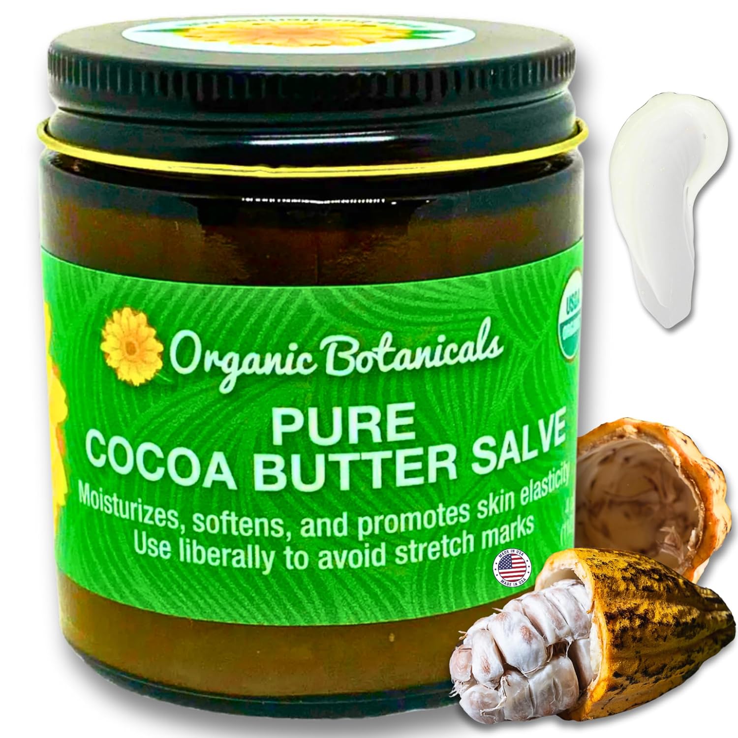 Cocoa Butter Salve - Organic Belly Butter for Pregnant Women, Nipple Balm, Scar Cream, Stretch Marks, & Body Bumps Moisturizer, All-Natural with Intense Hydration, 4 ounces