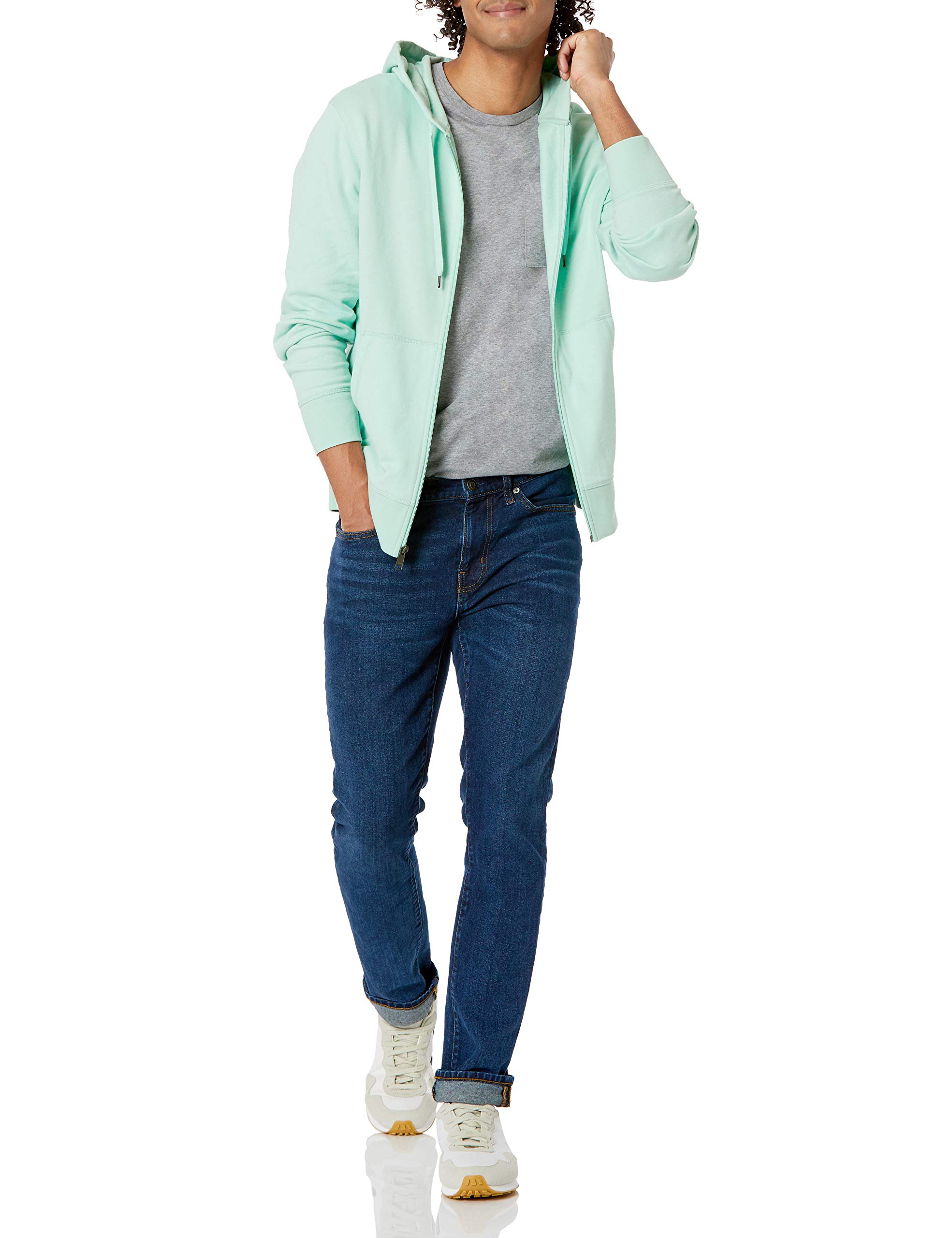 Amazon Essentials Felpa Leggera con Cappuccio in French Terry con Zip Integrale vestibilità Comoda Uomo