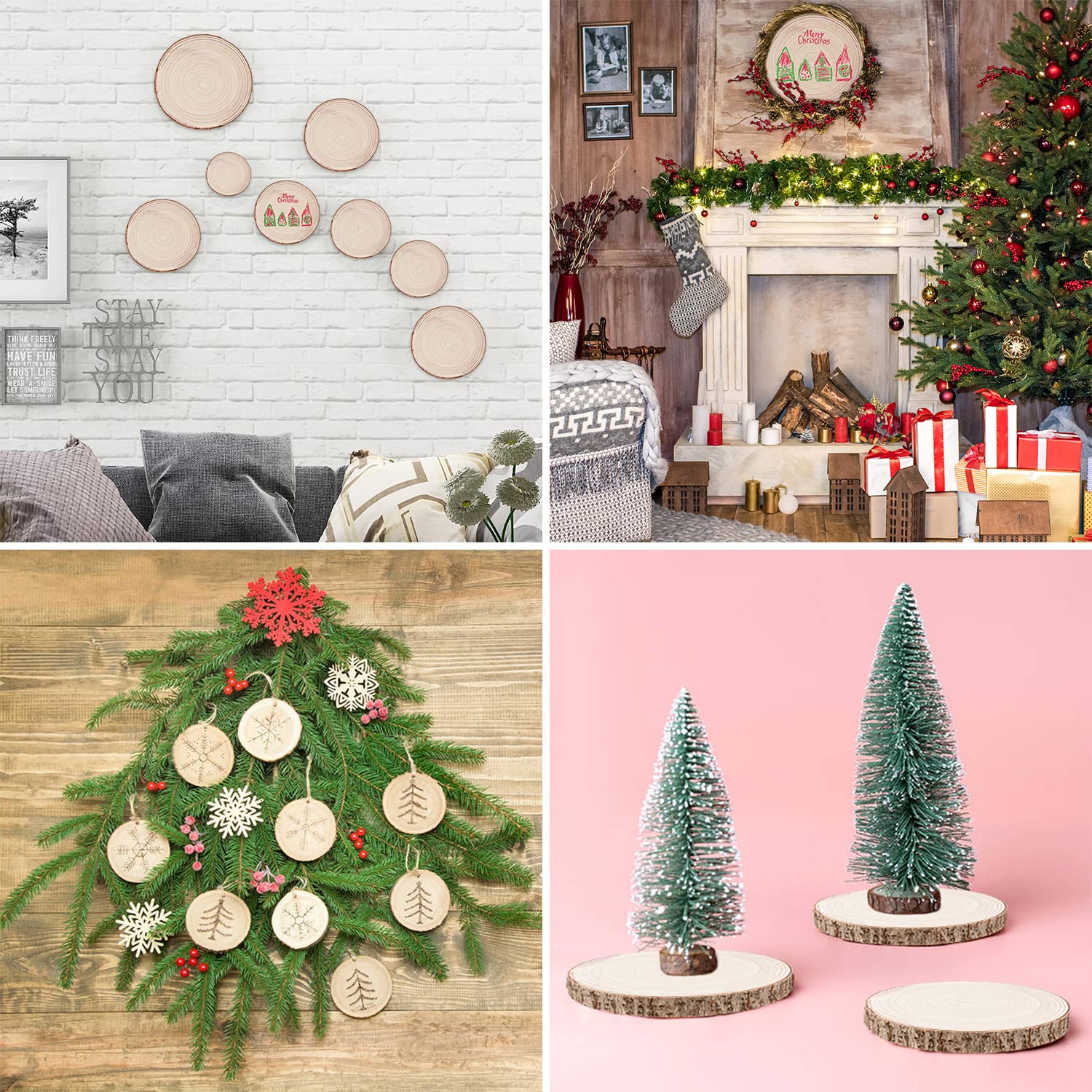 4 Pack Natural Wood Slices - 9-10 Inch Unfinished Round Discs For Centerpieces, Wedding Decor, DIY Crafts - View #6