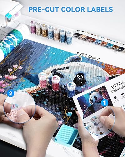 Miniatura 4 de ARTDOT Kits de animales artísticos de diamantes 5D para adultos, kits de pintura de diamantes de panda con licencia para principiantes, regalos para
