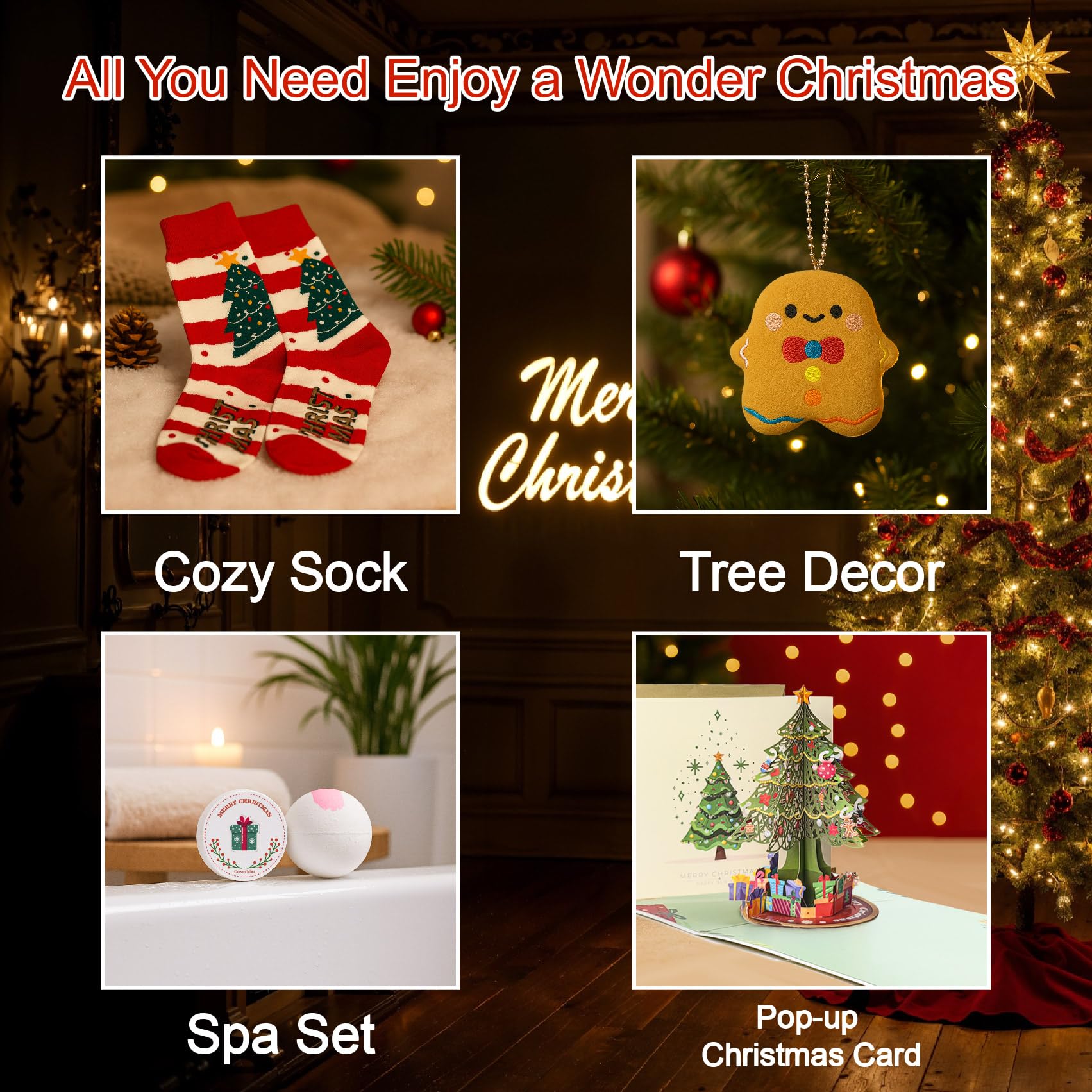 Christmas Gift for Women 2026, Unique Christmas Basket for Coworker Teacher Employee Sister Best Friend Mom Wife, Xmas Holiday Gifts for Women Secret Santa Gift Box Set with Holiday Glass Cup