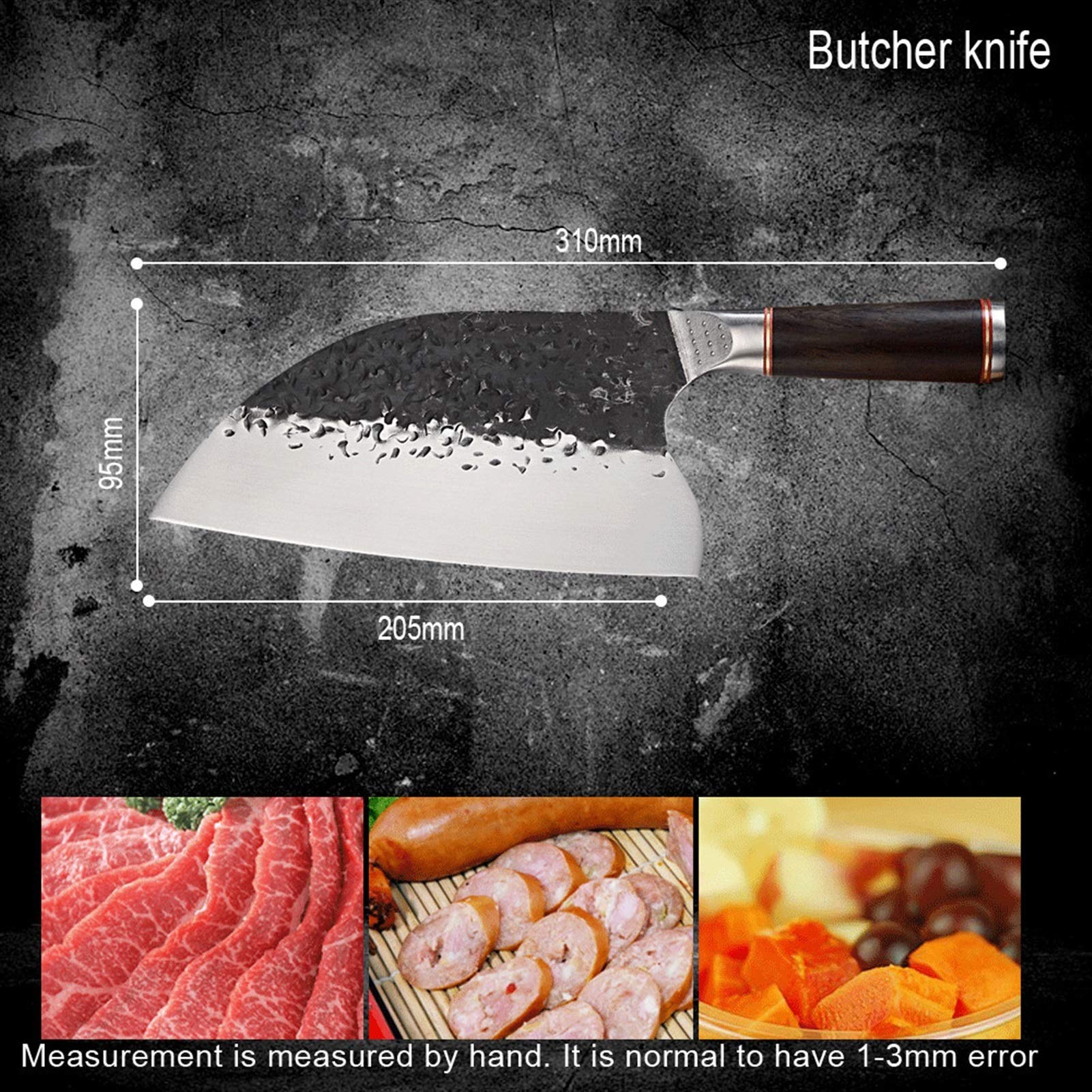 Cuchillo de corte de cocina 8 '' pulgada Acero inoxidable Hecho a mano CLEAVER CLEAVER CHILLER CUCHILLO CUERZA DE CUERZA DE PESCADOR DE PESCADOR CORTADOR CORTER