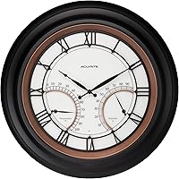 AcuRite 24-Inch Illuminated Outdoor Clock with Thermometer Hygrometer - Weatherproof Patio Garden Clock (75022M)