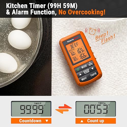 Miniatura 4 de Mando a distancia inalámbrico digital Thermopro TP20 cocción de alimentos termómetro de carne termómetro con sonda dual para barbacoa parrilla