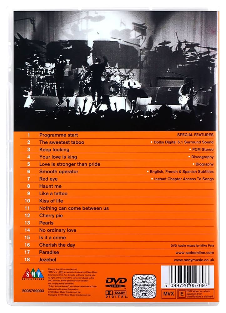 Sade: Live [DVD] [1994] [2002]: Amazon.co.uk: Sade: CDs & Vinyl