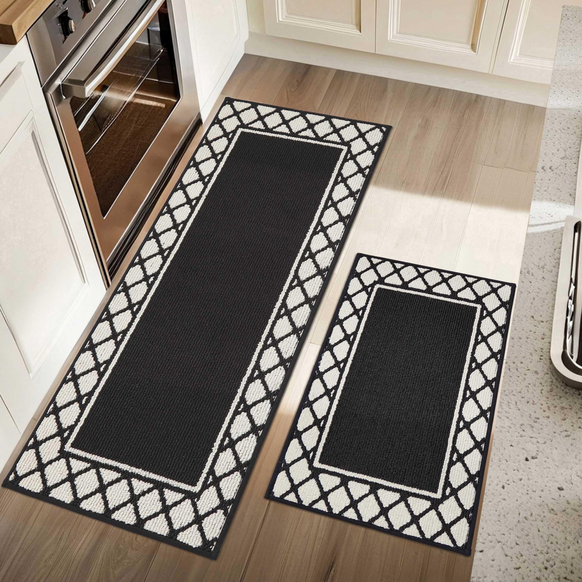 COSY HOMEER Washable Kitchen Rugs Sets of 2 Non-Slip Kitchen Mats for Floor Absorbent Kitchen Runner Rug for Kitchen Carpet,Sink Mat and Laundry, 20"
