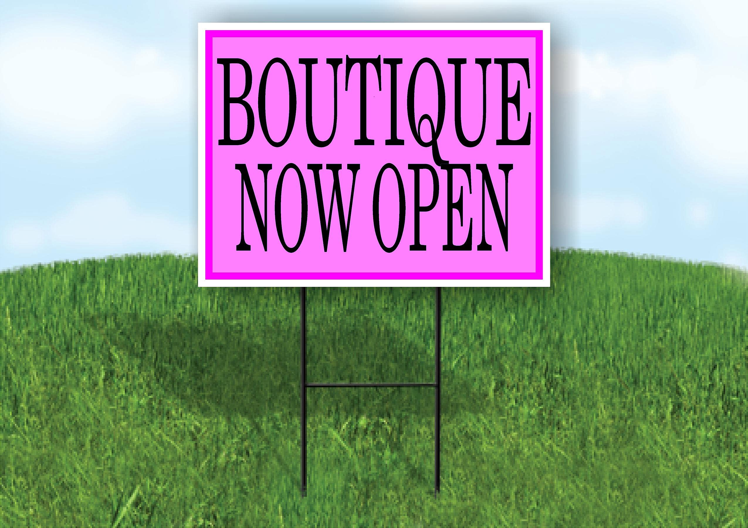 BOUTIQUE NOW OPEN PINK - Double Sided Yard Sign ROAD SIGN with Stand