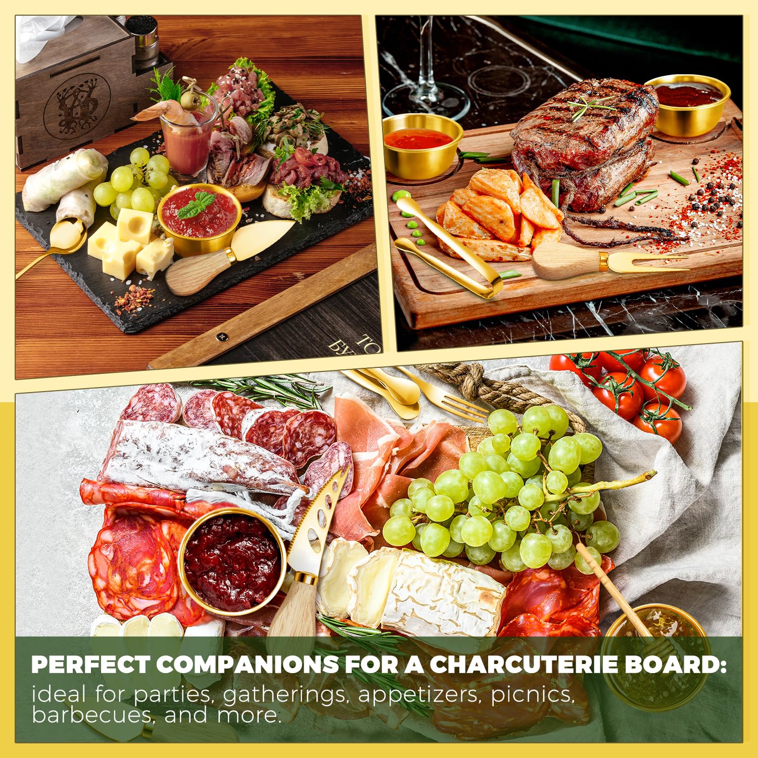 Charcuterie Accessories Set - Cheese Knives, Tongs & More -6