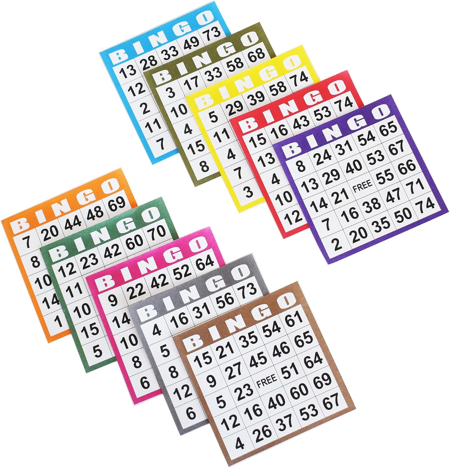 Yuanhe Bingo Game Cards Disposible – 1 Card 10 Sheets – 50 Books -10 Colors for Large Groups