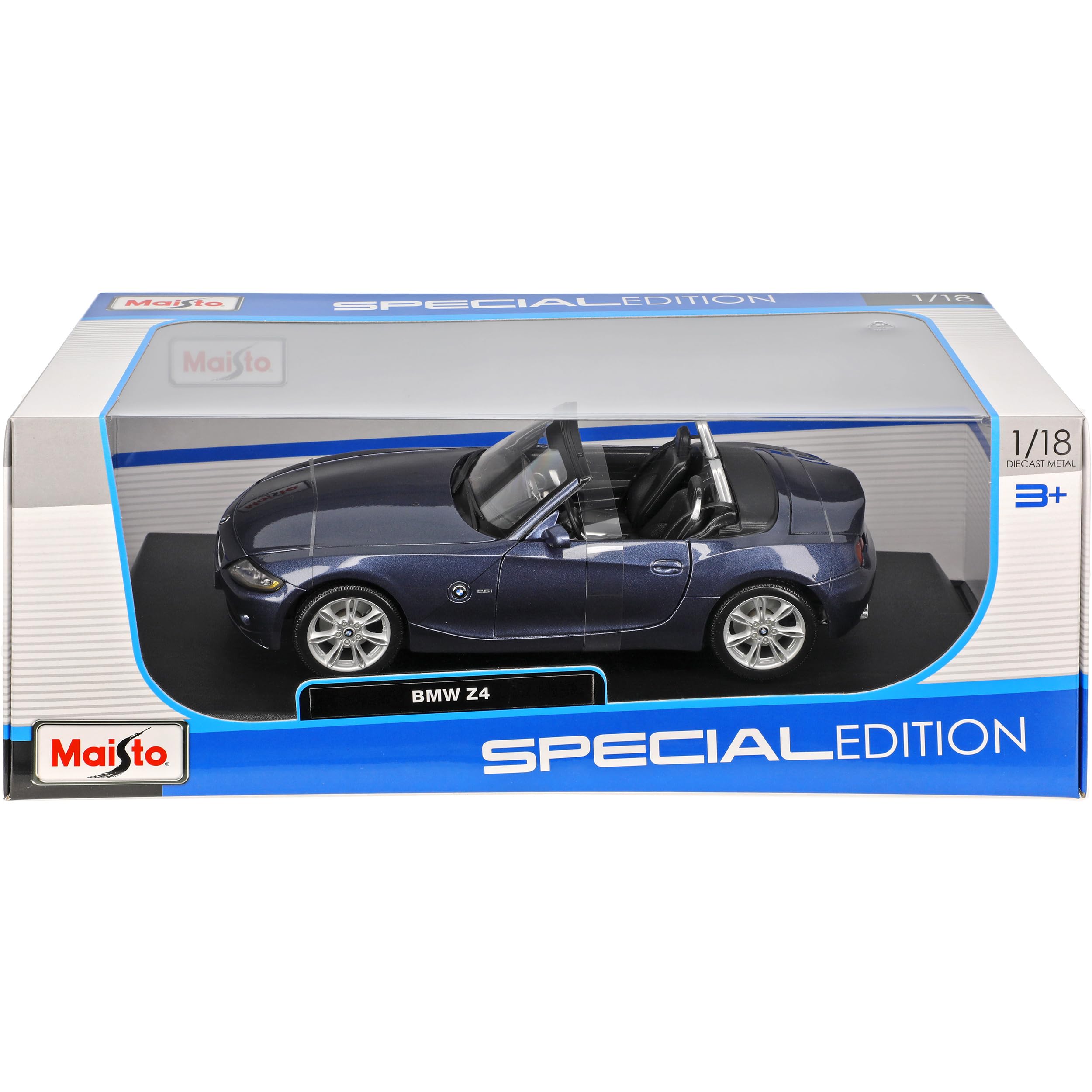 alles-meine.de GmbH B*M*W Z4 E85 Cabrio Dunkel Blau Roadster 2002-2008 1/18 Modell Auto mit individiuellem Wunschkennzeichen