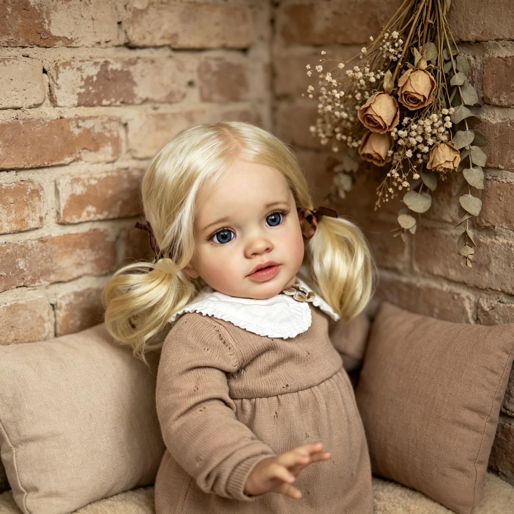RXDOLL Realistyczne lalki Reborn dla małych dzieci, realistyczne, miękkie winylowe tkaniny, ciało prawdziwie wyglądające noworodki z blond włosami, ręcznie robione prezenty urodzinowe dla dzieci w