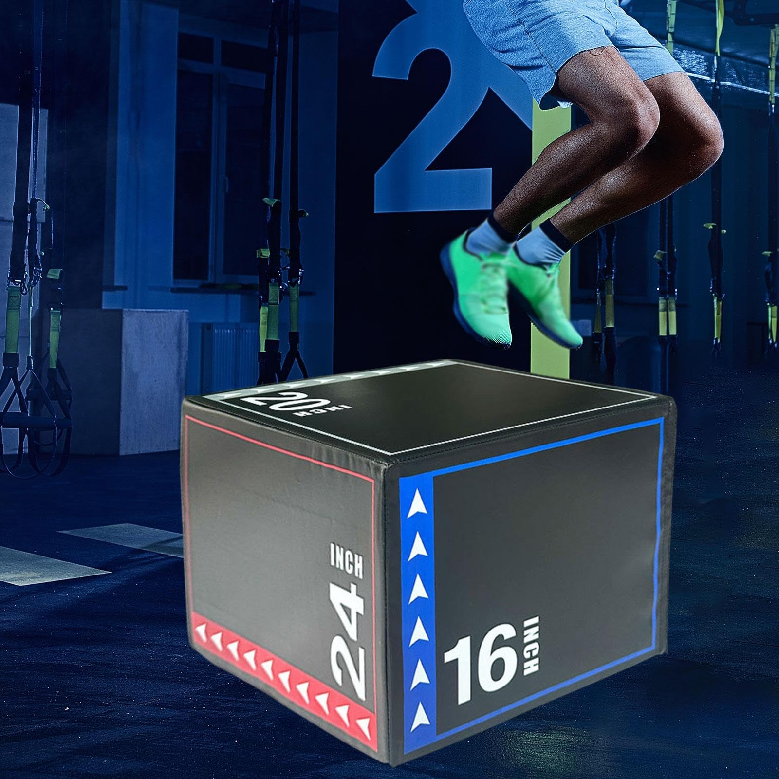 Caja de Salto Pliométrica para Fitness de Entrenamiento Cajón de Agilidad Fabricada en PVC Adecuado para Entrenamiento de Potencia Y Coord- Multinivel para Gym y Casa