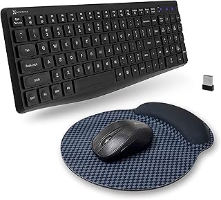 X9 2.4G Wireless Keyboard and Mouse Combo - 3 Basic Essentials for Office or Home - 105 Key Full Size Keyboard & Mouse with Mouse Pad - USB Cordless Keyboard for Laptop, Computer, PC & Chrome (Black)