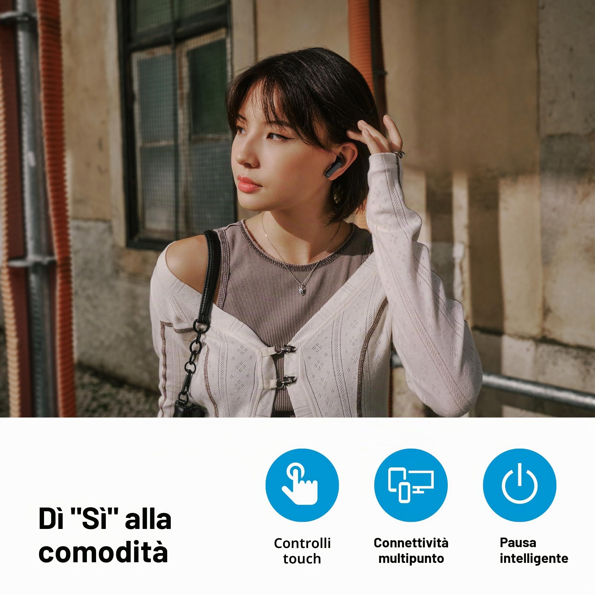 Sennheiser ACCENTUM Open Wireless Earbuds – Design Open Ear, Suono Dinamico e Bluetooth 5.3, Protezione dagli Spruzzi IPX4, Autonomia di 28 Ore, Custodia di Ricarica USB-C, Ideali per Musica, Nero