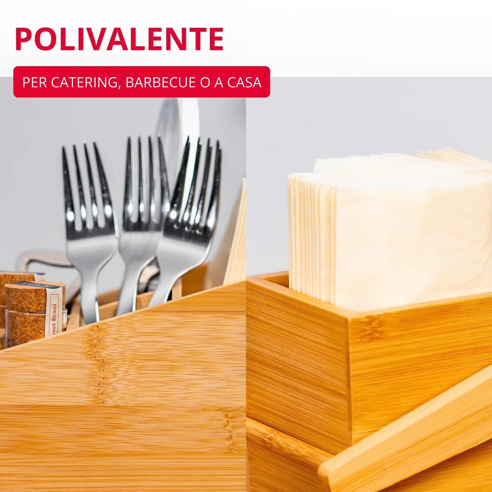 Westmark Organizer da cucina, 5 scomparti, Dimensioni: 13 x 13,5 x 16 cm, Bambù, Tapas + Friends, Marrone chiaro, 69842270