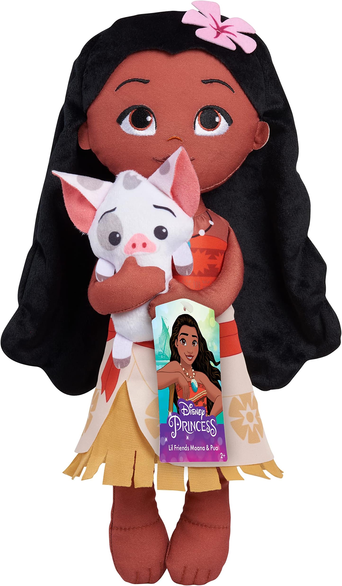 Disney Princess Lil' Friends Plushie Moana & Pua 14-inch Plushie Doll, Kids Toys for Ages 3 Up by Just Play