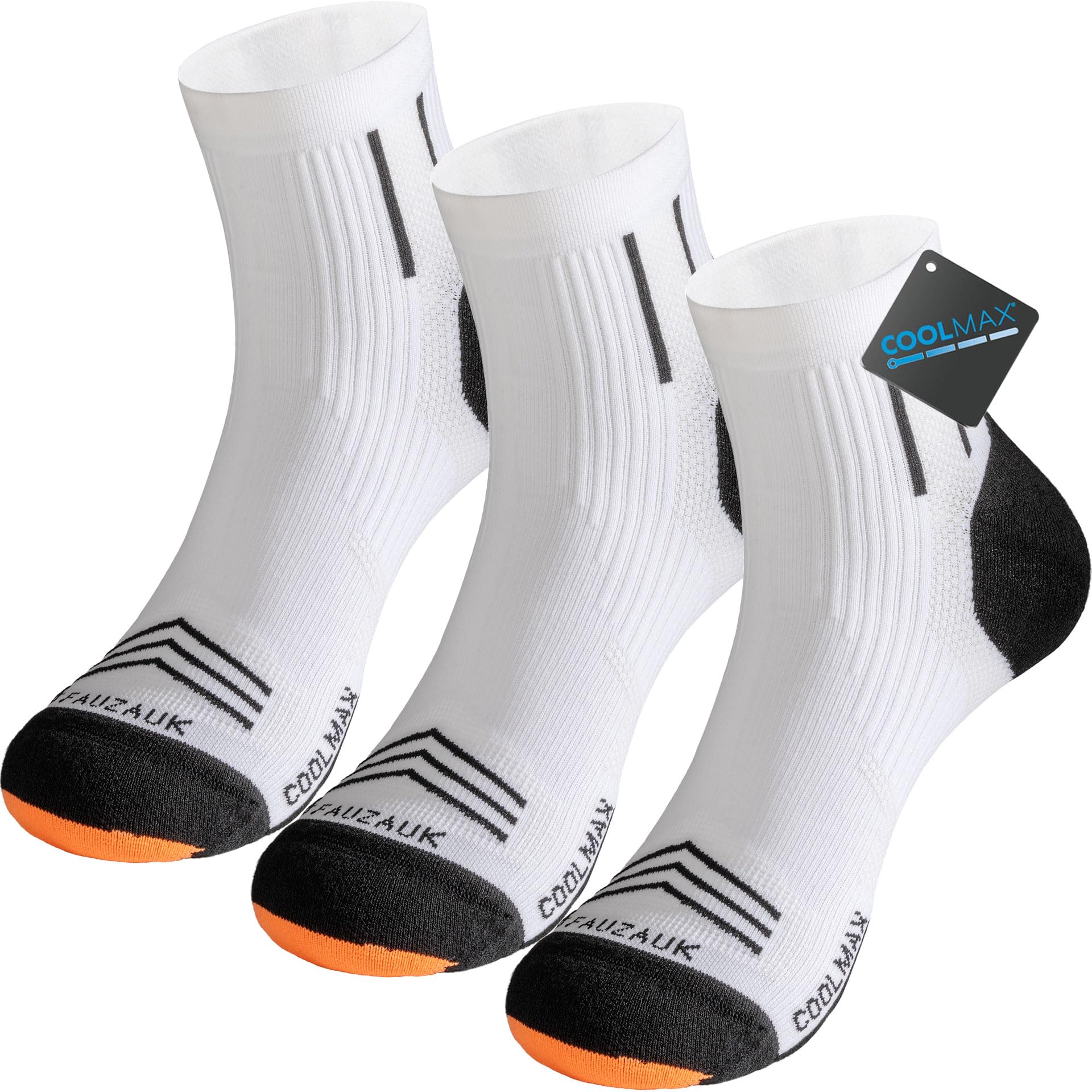 Fauzauk Coolmax Kompressions Laufsocken Herren Damen Atmungsaktive Sport Socken Anti-Blasen Kurze Sportsocken for Wandern Trekking Fahrrad 3 Paar
