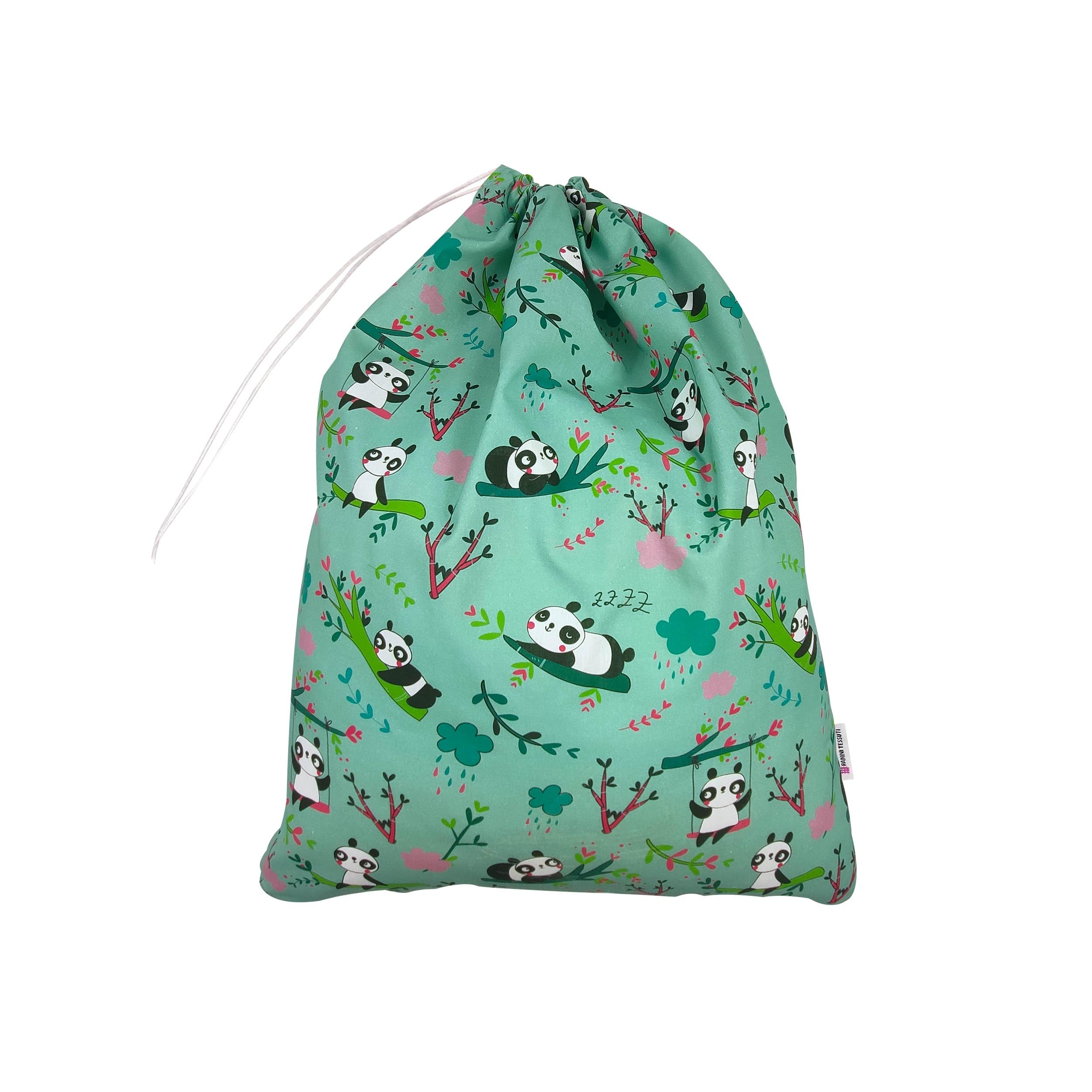 Saco de Dormir y Saco de guardería para bebés de 2 a 6 años - Tejido Acolchado 100% algodón, para Dormir en la guardería y en casa - Made in Italy (Saco de Dormir Panda