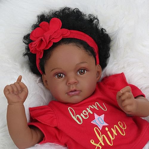Miniatura 3 de Muñecas Reborn Baby Girl, muñecas de bebé recién nacidas realistas de 20 pulgadas que se ven reales, muñeca de vinilo afroamericana Reborn con