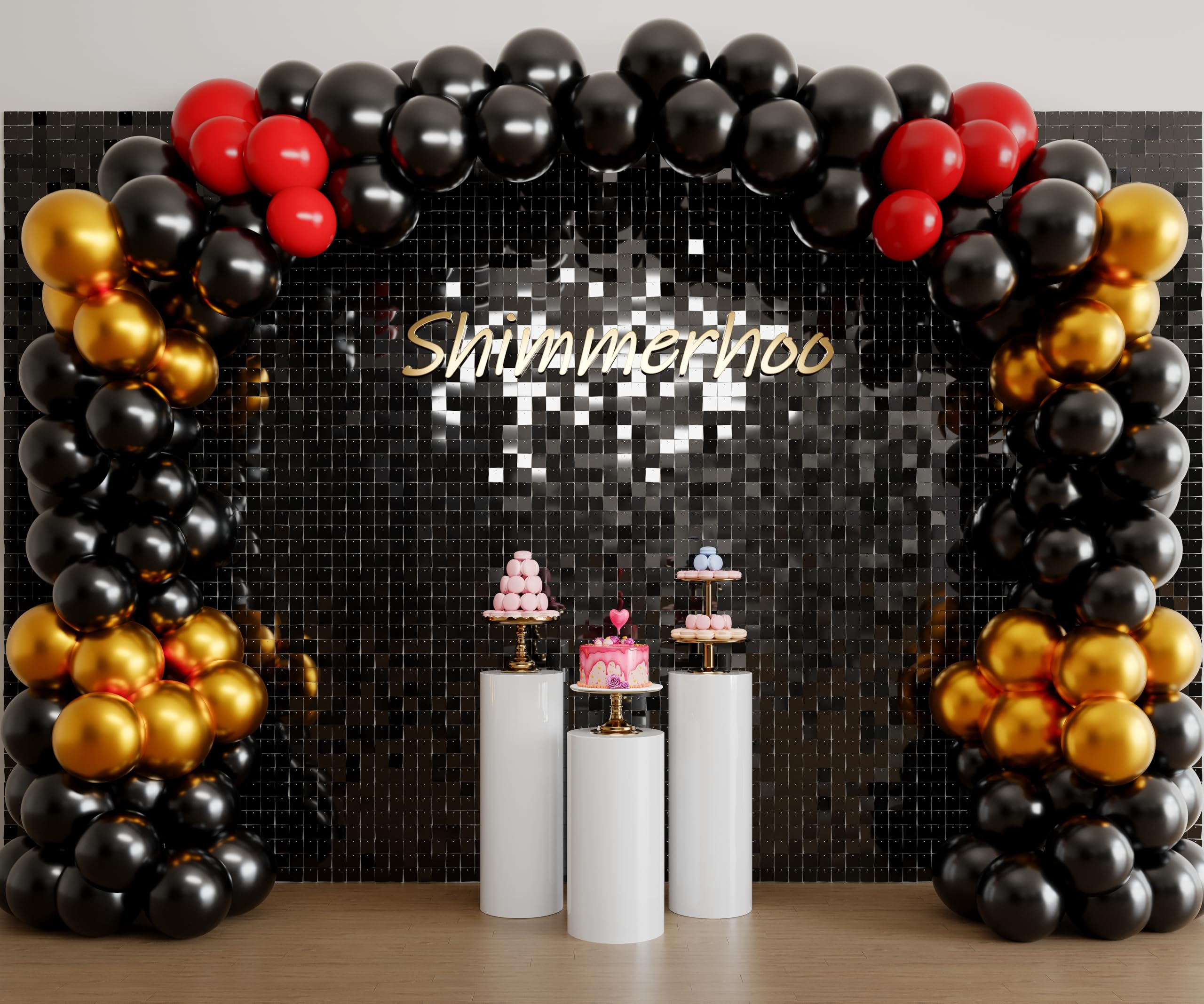 Shimmer Wall Backdrop - 24pcs Decorations Panel | Wedding, Birthday, Anniversary, Engagement & Bridal Shower Party Decor Panel (Black) — Amazon image 12