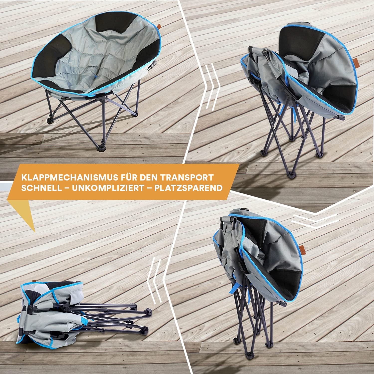 Brunner poltrona swan 3d campingstoel zwart aluminium