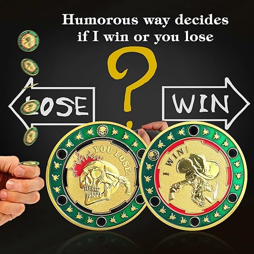 Miniatura 6 de Regalos divertidos con texto en inglés "I Win You Lose, Good Luck", moneda de decisión de buena suerte, regalos para mujeres, hombres, cabezas o