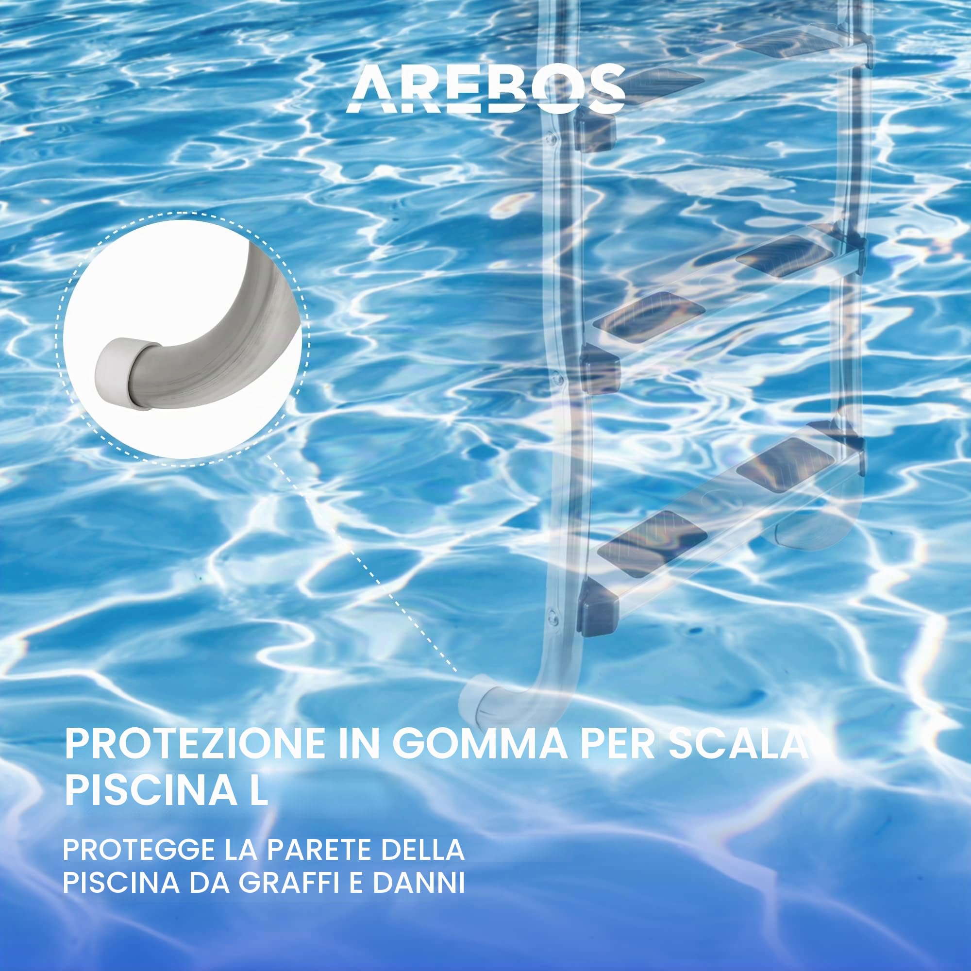Arebos Scaletta in acciaio inox a 3 o 4 gradini | con cuscinetti antiscivolo sui pioli | 3 livelli
