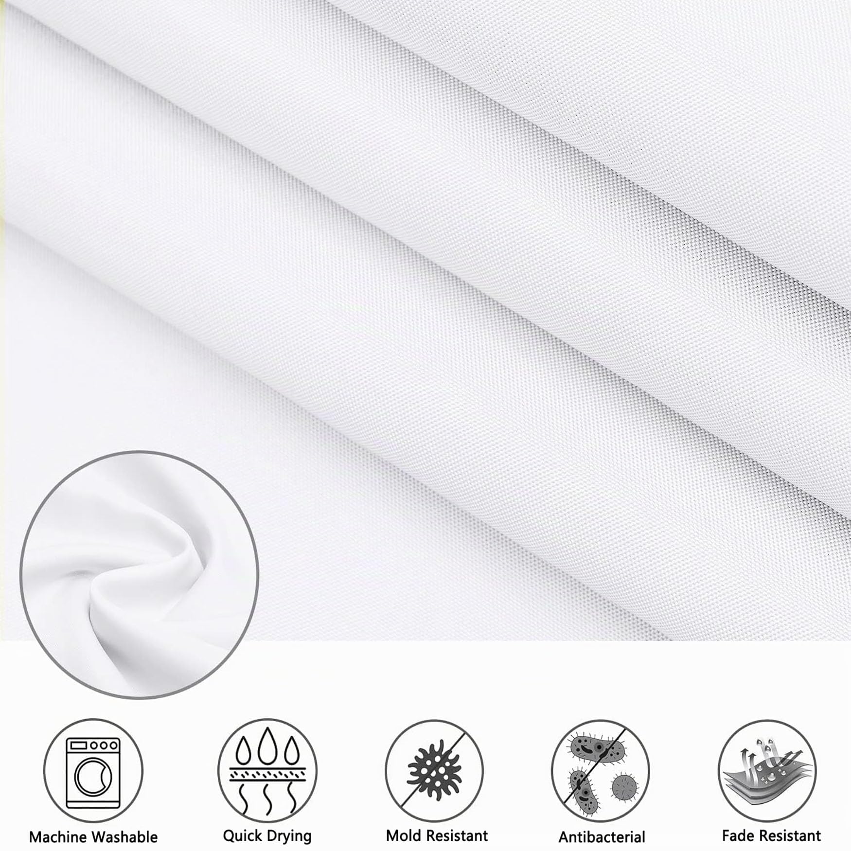 Rideau de Baignoire 220 x 100 cm Protection Eau Facile Nettoyer Durable Résistant Moderne Rideau de Douche Anti Moisissure Lavable pour Baignoire Ou Salle de Bain, Blanc