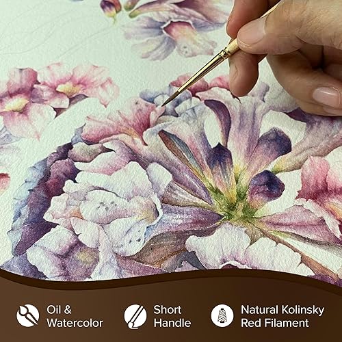 Miniatura 19 de Silver Brush Limited 7200S4 Kolinsky - Pincel redondo para acuarela y aceite, tamaño 4, mango corto