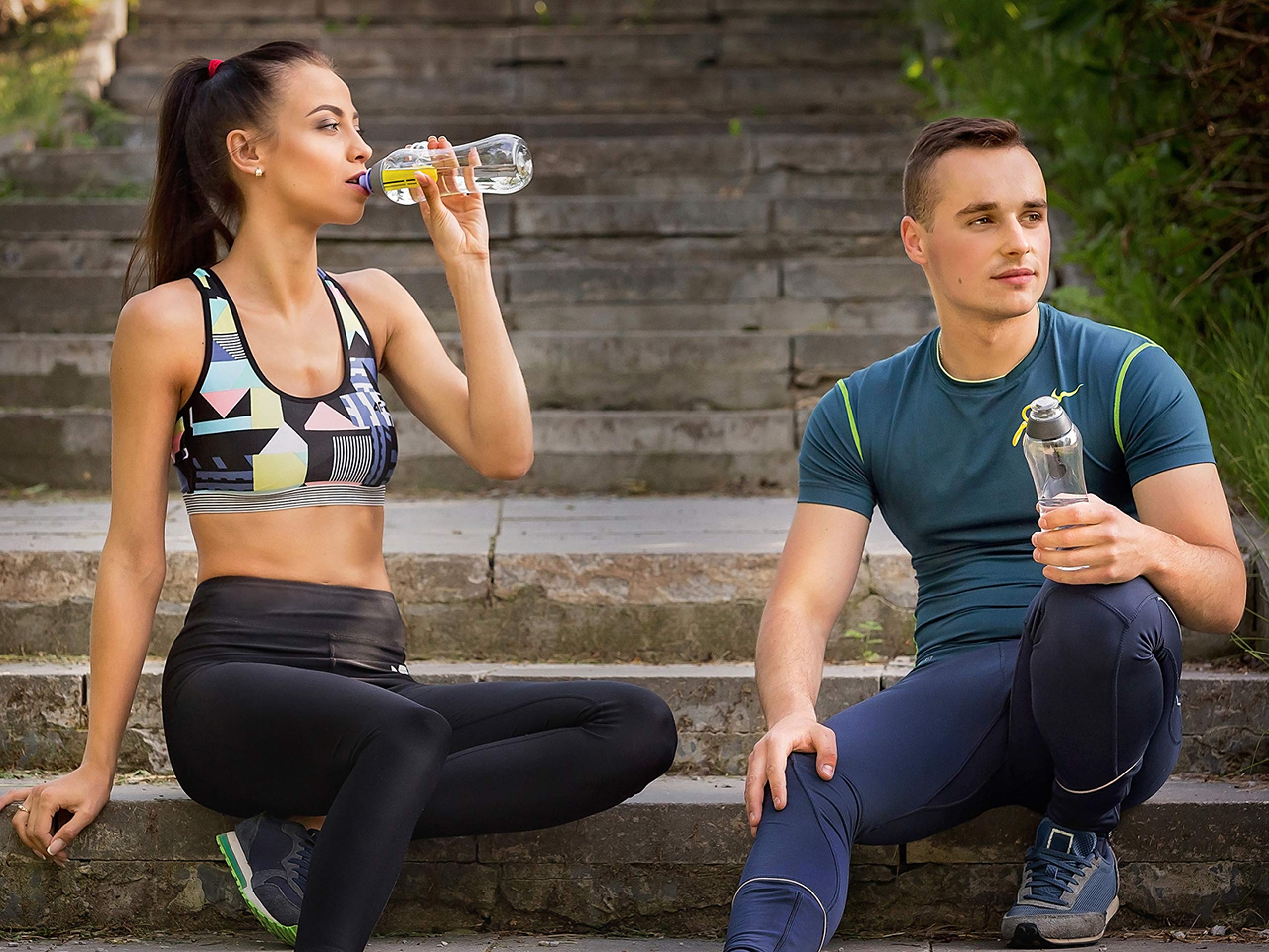 PearlCo - Zwei Trinkflaschen SOFT mit Filter 0,5 Liter (blau) | Wasserflasche BPA-Frei | Schule, Sport, Wasser, Unterwegs