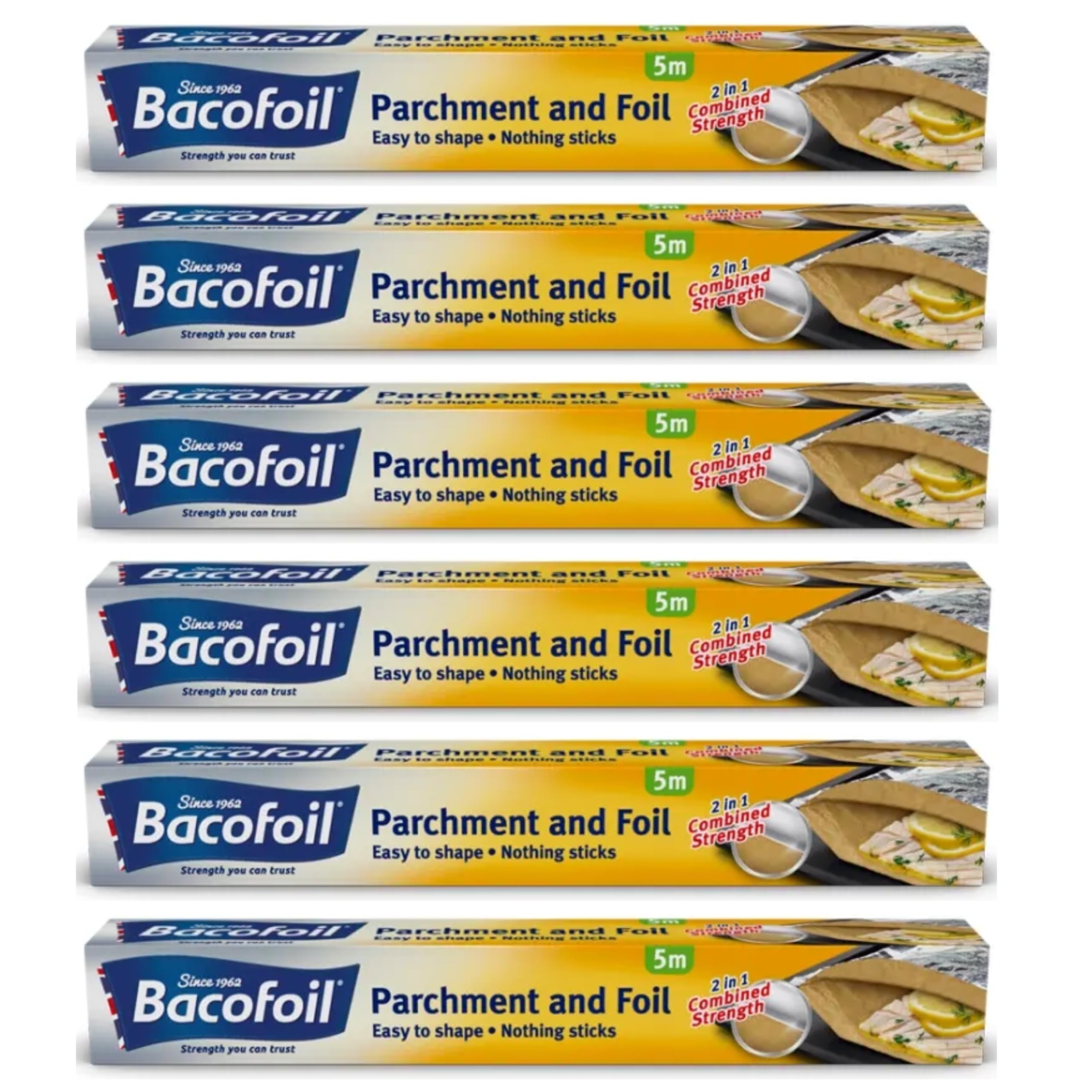 Parchment & Foil Baking Paper 30cm x 5m – Pack of 6 | 2-in-1 Non-Stick Parchment & Foil | Ideal for Baking, Roasting, Freezing & Food Storage