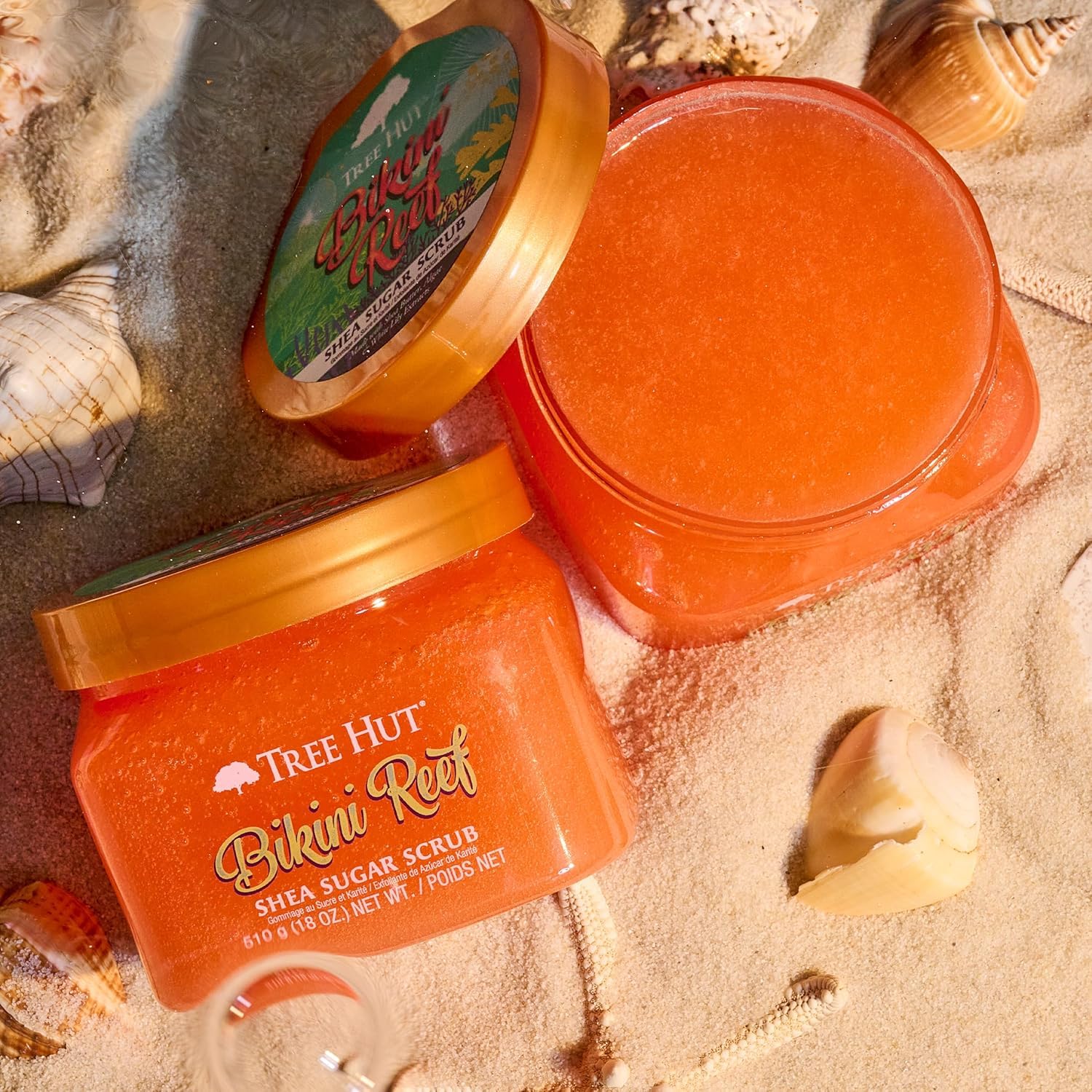 Tree Hut Bikini Reef Shea Sugar Scrub, 18 uncji, Ultra nawilżający i złuszczający peeling do pielęgnacji niezbędnej pielęgnacji ciała
